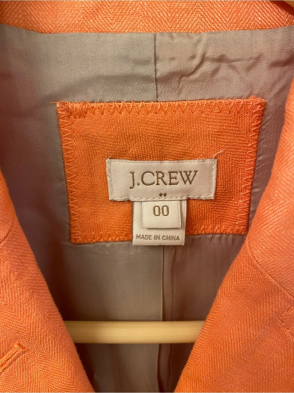 J. Crew Bright Orange schoolboy Blazer Two buttons 100%linen